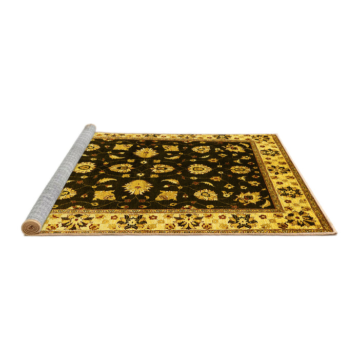 Sideview of Machine Washable Oriental Yellow Traditional Rug, wshurb2880yw