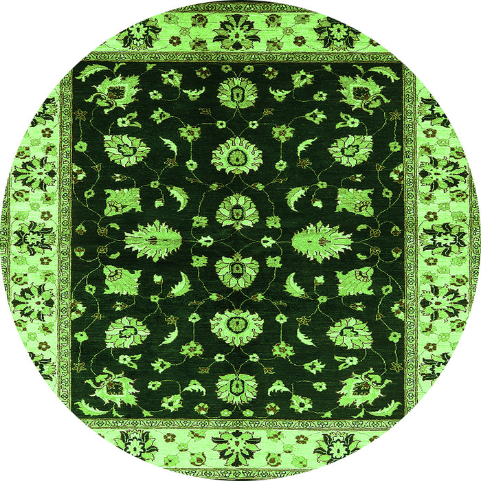 Round Oriental Green Traditional Rug, urb2880grn