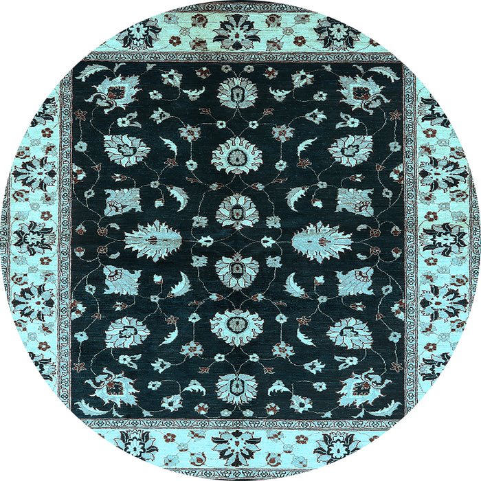 Round Oriental Light Blue Traditional Rug, urb2880lblu