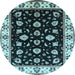 Round Oriental Light Blue Traditional Rug, urb2880lblu