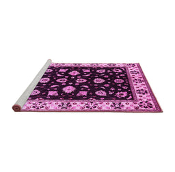 Sideview of Machine Washable Oriental Pink Traditional Rug, wshurb2880pnk