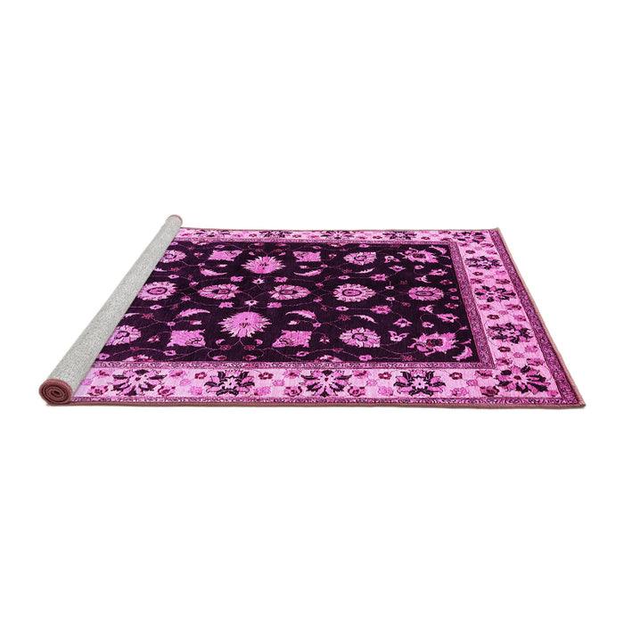 Sideview of Machine Washable Oriental Pink Traditional Rug, wshurb2880pnk