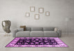 Machine Washable Oriental Purple Traditional Area Rugs in a Living Room, wshurb2880pur