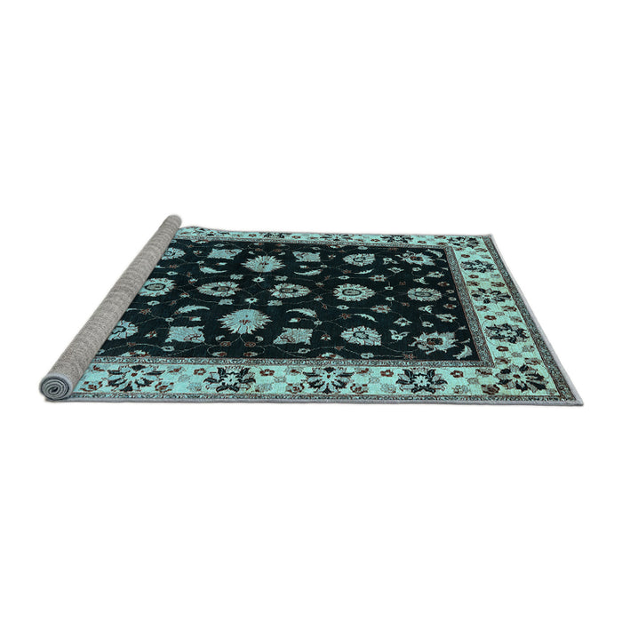Sideview of Machine Washable Oriental Light Blue Traditional Rug, wshurb2880lblu