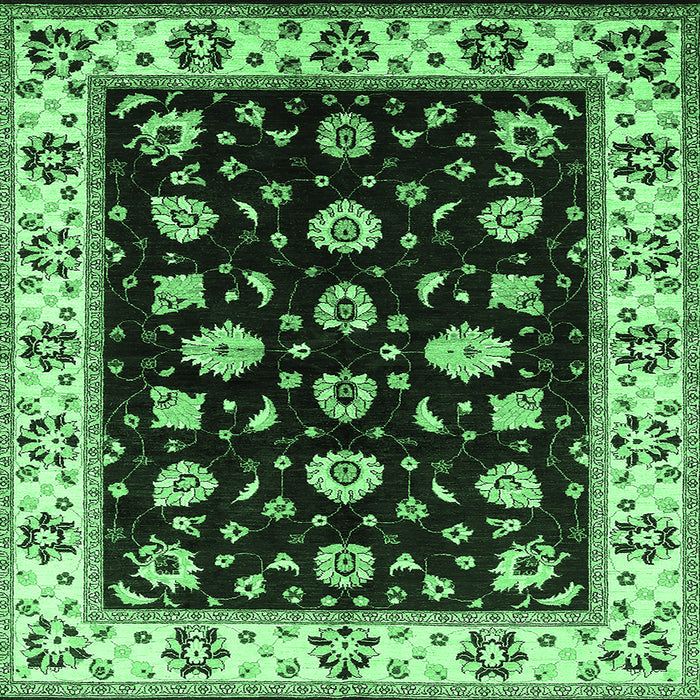 Square Machine Washable Oriental Emerald Green Traditional Area Rugs, wshurb2880emgrn