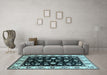 Machine Washable Oriental Light Blue Traditional Rug in a Living Room, wshurb2880lblu