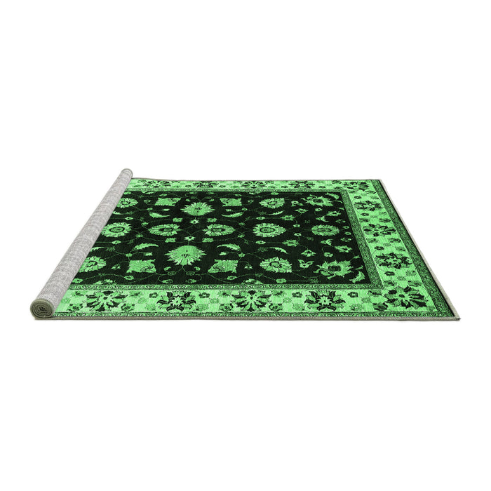 Sideview of Machine Washable Oriental Emerald Green Traditional Area Rugs, wshurb2880emgrn