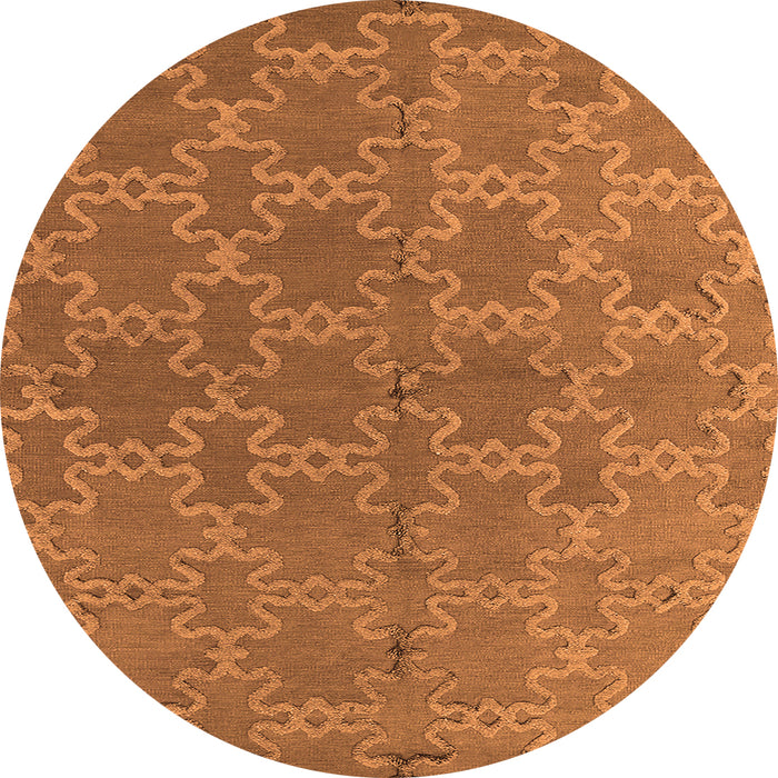 Round Machine Washable Oriental Orange Industrial Area Rugs, wshurb2881org
