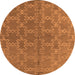 Round Machine Washable Oriental Orange Industrial Area Rugs, wshurb2881org