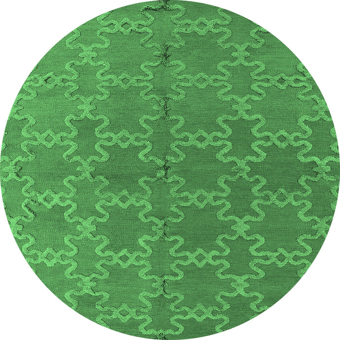 Round Oriental Emerald Green Industrial Rug, urb2881emgrn
