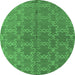 Round Oriental Emerald Green Industrial Rug, urb2881emgrn