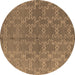 Round Oriental Brown Industrial Rug, urb2881brn