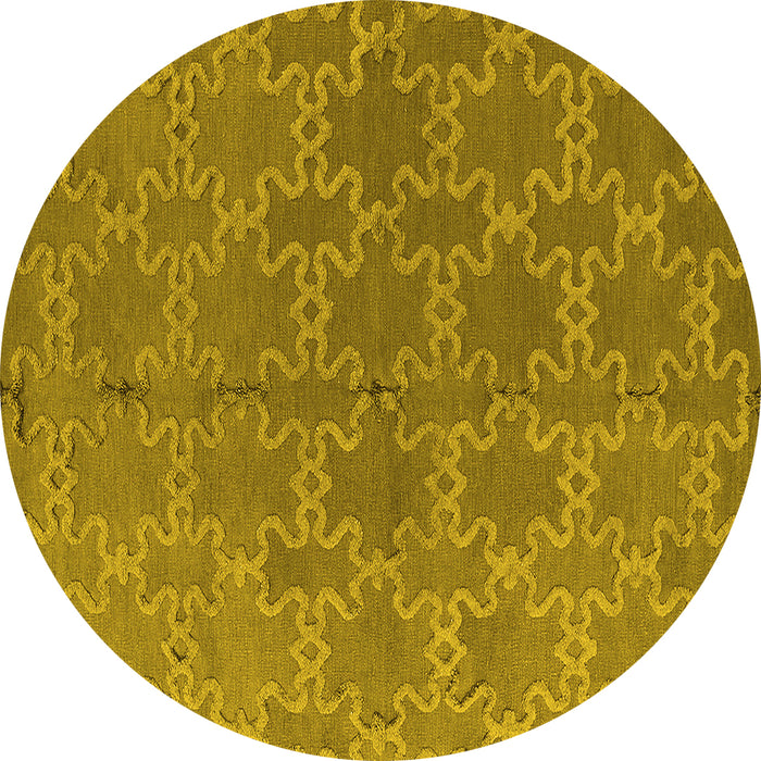 Round Oriental Yellow Industrial Rug, urb2881yw