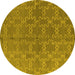 Round Oriental Yellow Industrial Rug, urb2881yw