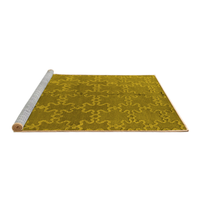Sideview of Machine Washable Oriental Yellow Industrial Rug, wshurb2881yw