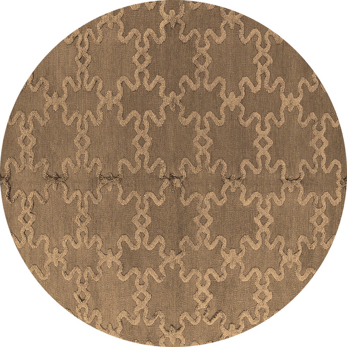 Round Machine Washable Oriental Brown Industrial Rug, wshurb2881brn