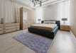 Mid-Century Modern Purple Oriental Rug in a Bedroom, urb2881