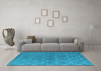 Machine Washable Oriental Light Blue Industrial Rug, wshurb2881lblu