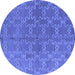 Round Oriental Blue Industrial Rug, urb2881blu