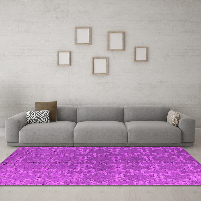 Machine Washable Oriental Pink Industrial Rug in a Living Room, wshurb2881pnk