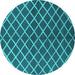 Round Machine Washable Oriental Turquoise Industrial Area Rugs, wshurb2882turq