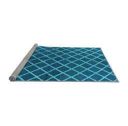 Sideview of Machine Washable Oriental Light Blue Industrial Rug, wshurb2882lblu