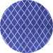 Round Machine Washable Oriental Blue Industrial Rug, wshurb2882blu