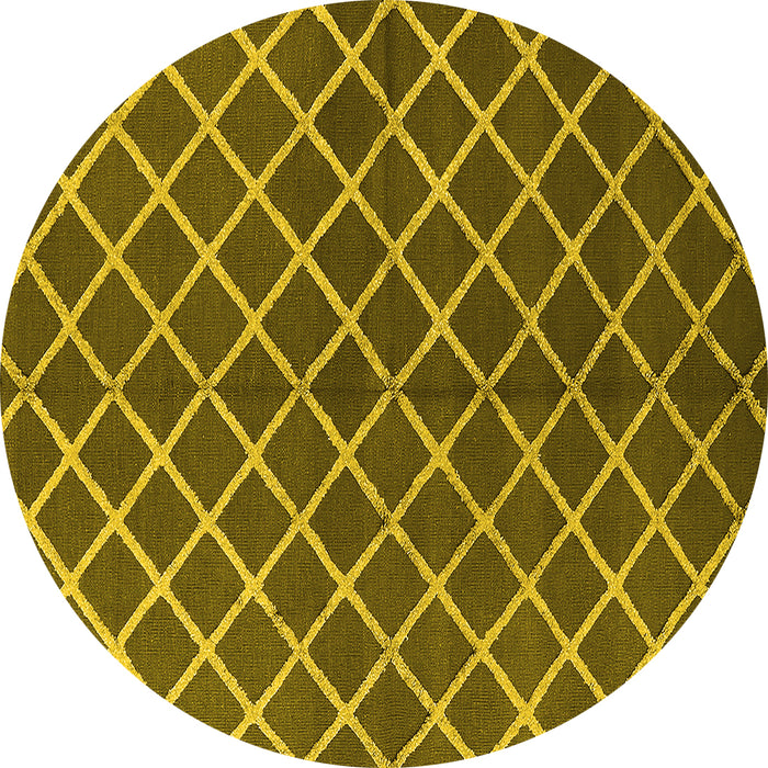 Round Machine Washable Oriental Yellow Industrial Rug, wshurb2882yw