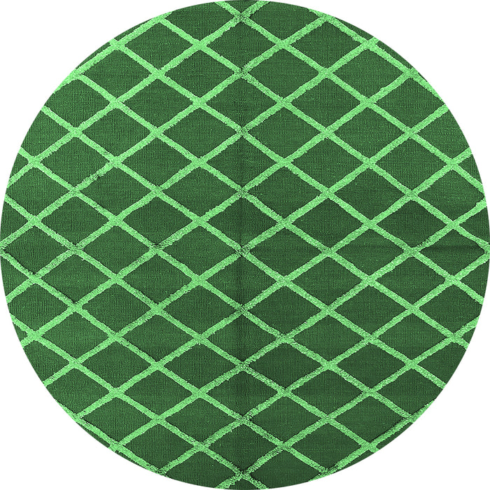 Round Machine Washable Oriental Emerald Green Industrial Area Rugs, wshurb2882emgrn