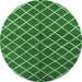 Round Machine Washable Oriental Emerald Green Industrial Area Rugs, wshurb2882emgrn