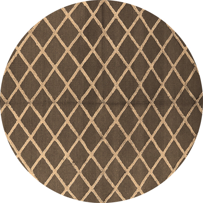 Round Machine Washable Oriental Brown Industrial Rug, wshurb2882brn