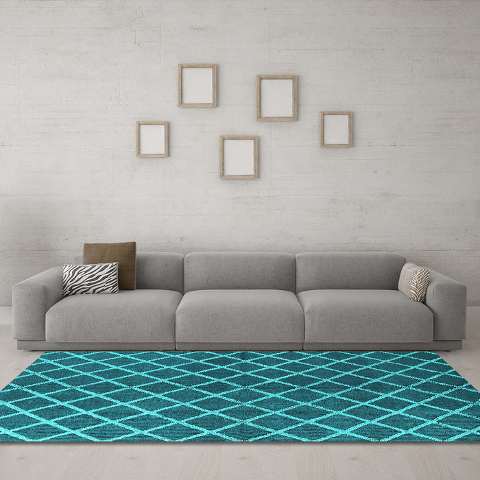 Machine Washable Oriental Turquoise Industrial Area Rugs in a Living Room,, wshurb2882turq