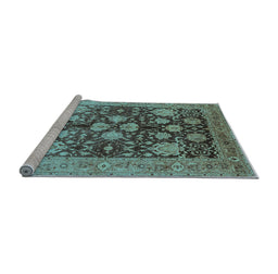 Sideview of Machine Washable Oriental Light Blue Traditional Rug, wshurb2883lblu
