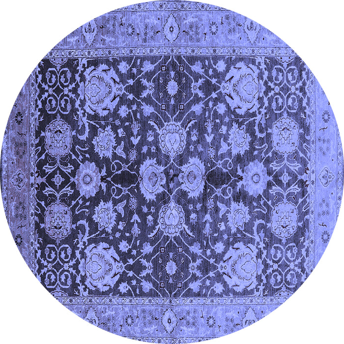 Round Oriental Blue Traditional Rug, urb2883blu