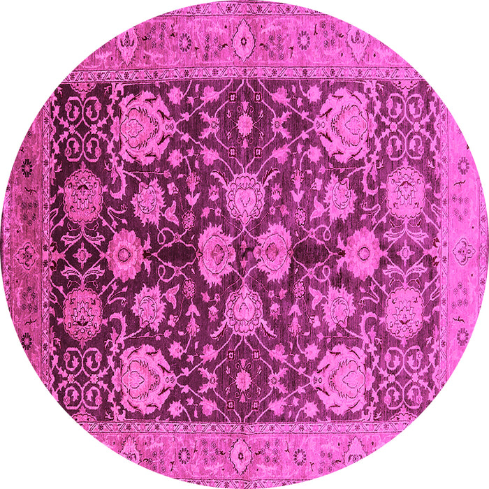 Round Machine Washable Oriental Pink Traditional Rug, wshurb2883pnk