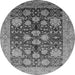 Round Machine Washable Oriental Gray Traditional Rug, wshurb2883gry