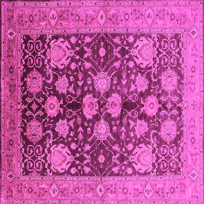 Square Machine Washable Oriental Pink Traditional Rug, wshurb2883pnk