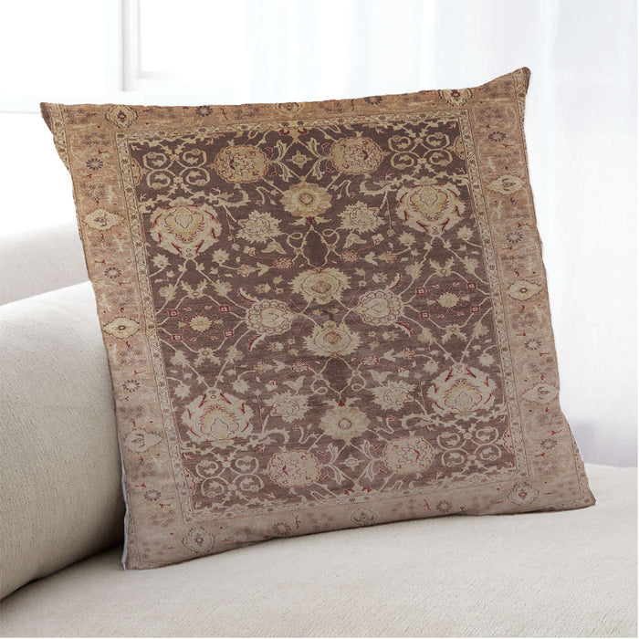 Lifestyle Image of Mid-Century Modern Urban Square Brown Sand Brown Throw Pillow, 18 inch by 18 inch, pwurb2883