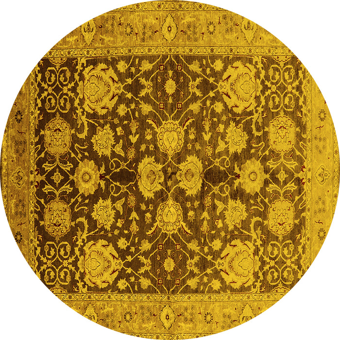 Round Oriental Yellow Traditional Rug, urb2883yw