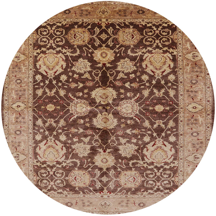 Round Mid-Century Modern Brown Sand Brown Oriental Rug, urb2883
