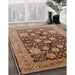 Mid-Century Modern Brown Sand Brown Oriental Rug in Family Room, urb2883