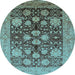 Round Oriental Light Blue Traditional Rug, urb2883lblu