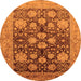 Round Machine Washable Oriental Orange Traditional Area Rugs, wshurb2883org