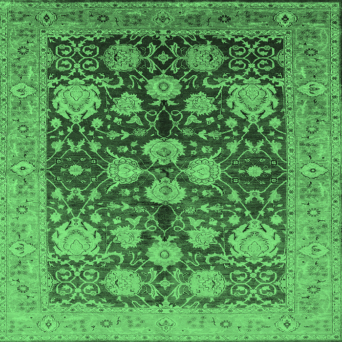 Square Oriental Emerald Green Traditional Rug, urb2883emgrn