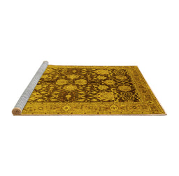Sideview of Machine Washable Oriental Yellow Traditional Rug, wshurb2883yw