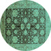 Round Oriental Turquoise Traditional Rug, urb2883turq
