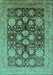 Machine Washable Oriental Turquoise Traditional Area Rugs, wshurb2883turq