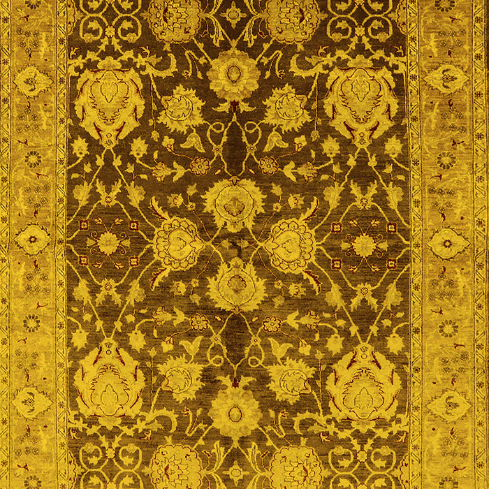 Machine Washable Oriental Yellow Traditional Rug, wshurb2883yw