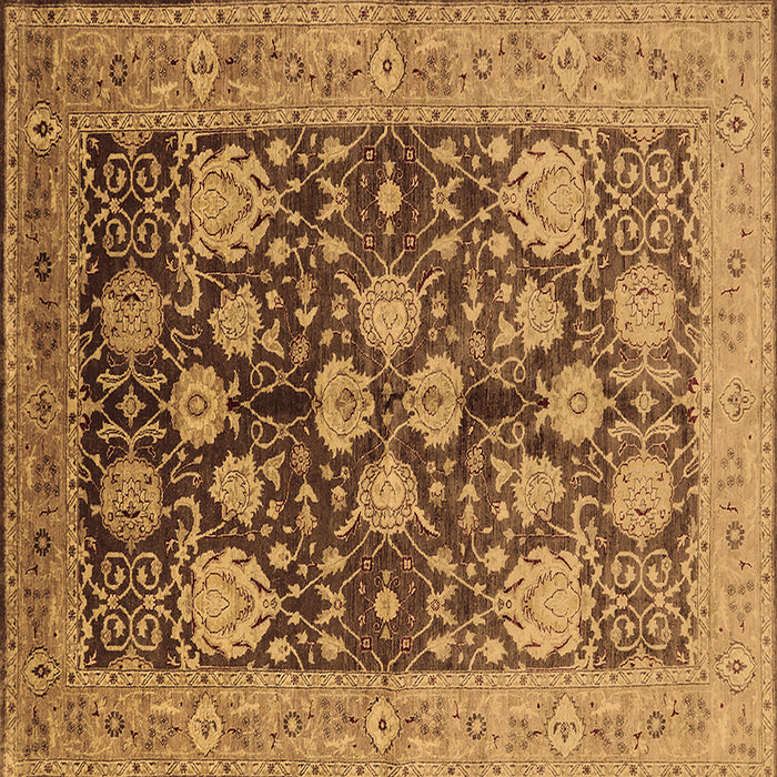 Square Oriental Brown Traditional Rug, urb2883brn