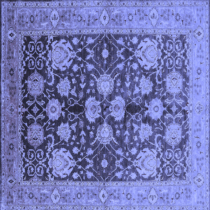Square Machine Washable Oriental Blue Traditional Rug, wshurb2883blu